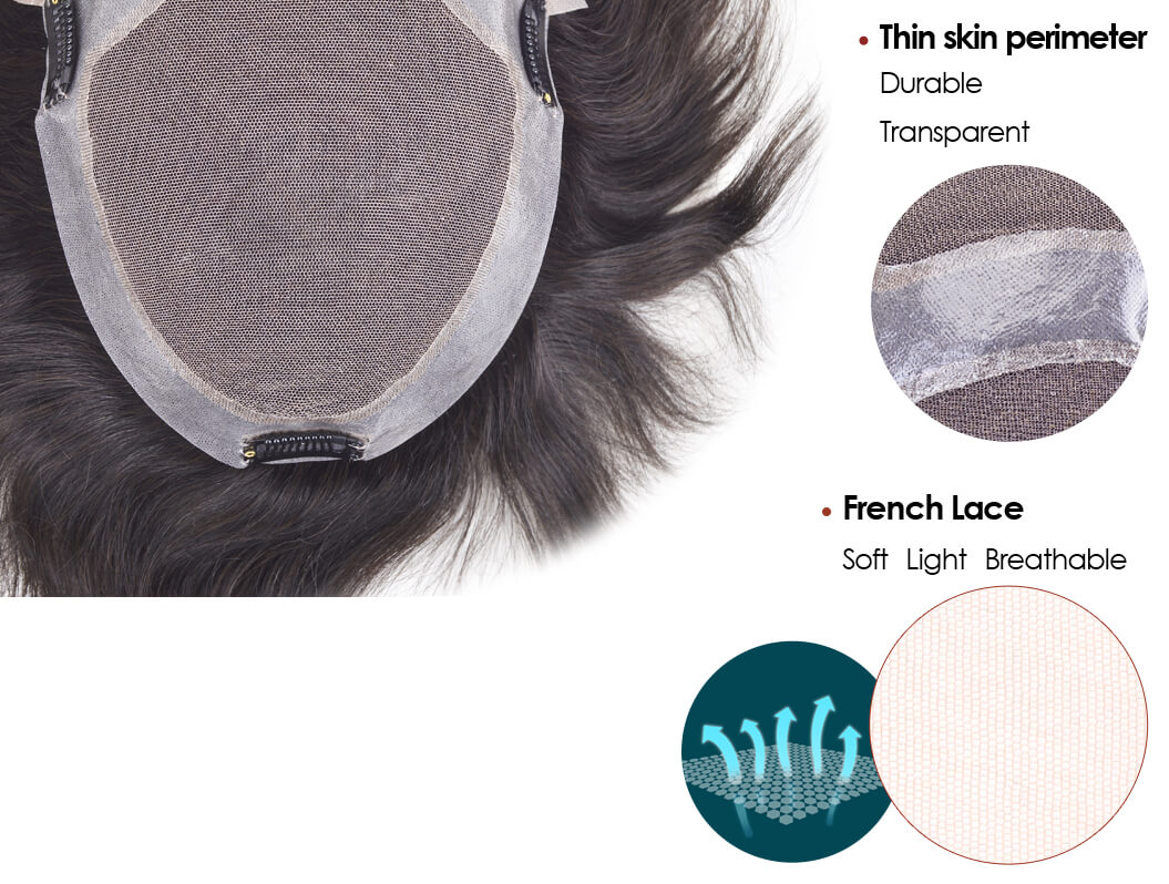 Hollywood lace Men’s Clip Hair System with Lace Front